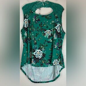 NEW Daniel Rainn Sleevless Open Back Floral Lace Boho Cottage Size 3X Green 0806
